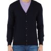 Uomo FAMA | Luxury: Cardigan In Lana Vergine Merino Extrafine Blu Scuro