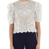 Donna TWINSET | Top Crochet Con Placca Logo Panna