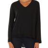 Donna ALESSIA SANTI | Blusa Svasata In Viscosa E Cupro Nero