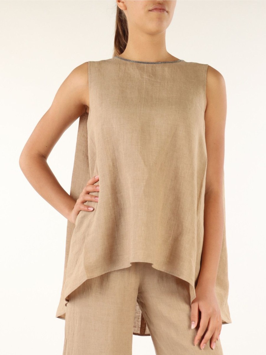 Donna FABIANA FILIPPI | Top Svasato In Lino Beige