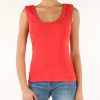 Donna MARCIANO GUESS | Top In Tessuto Stretch Con Catena Decorativa Rosso Chiaro