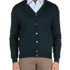 Uomo FAMA | Luxury: Cardigan In Lana Vergine Merino Extrafine Verde Scuro