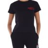 Donna MOSCHINO UNDERWEAR | T-Shirt In Cotone Stretch Con Ricamo Logo Nero