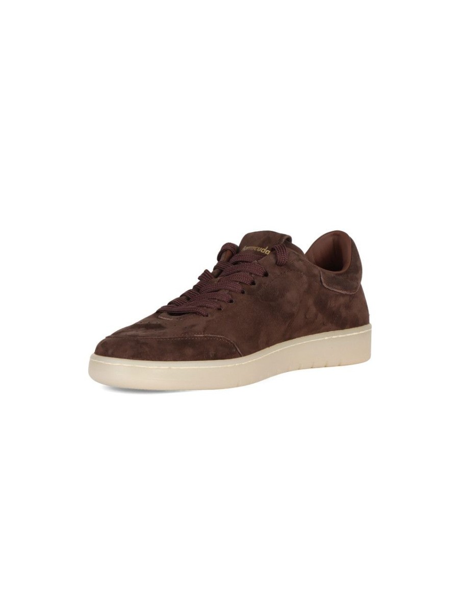 Uomo BARRACUDA | Sneakers In Pelle Scamosciata Con Scritta Logo Marrone