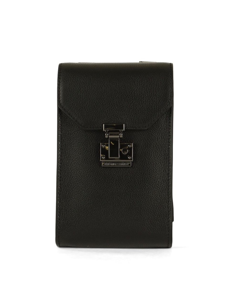 Uomo EMPORIO ARMANI | Tech Case A Tracolla In Pelle Martellata Nero