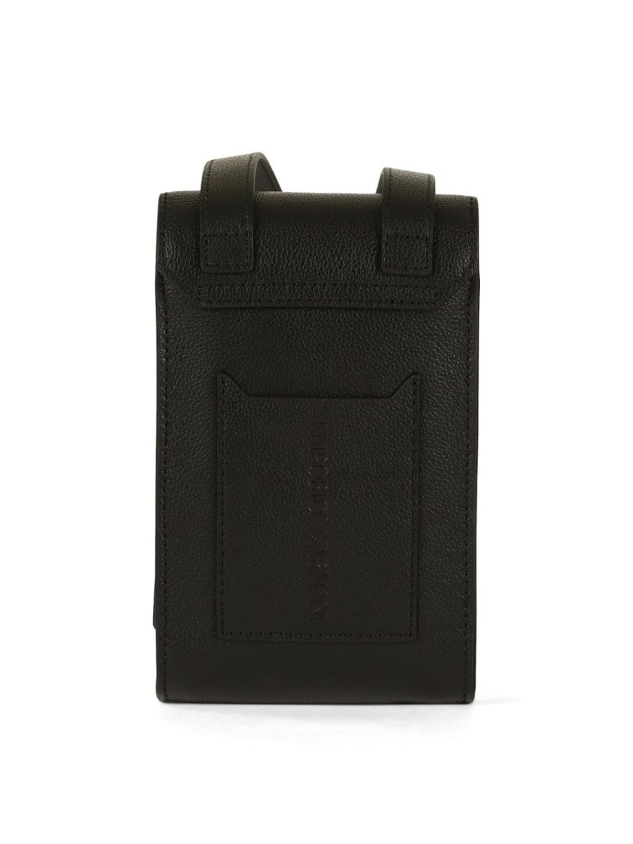 Uomo EMPORIO ARMANI | Tech Case A Tracolla In Pelle Martellata Nero