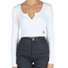 Donna CALVIN KLEIN JEANS | Top Maniche Lunghe In Cotone A Costine Bianco