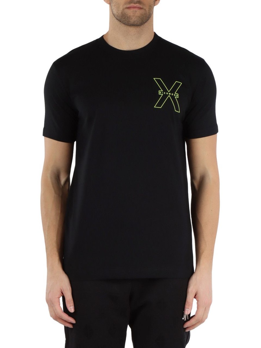 Uomo RICHMOND | Richmond X: T-Shirt In Cotone Pima Con Stampa Logo Nero