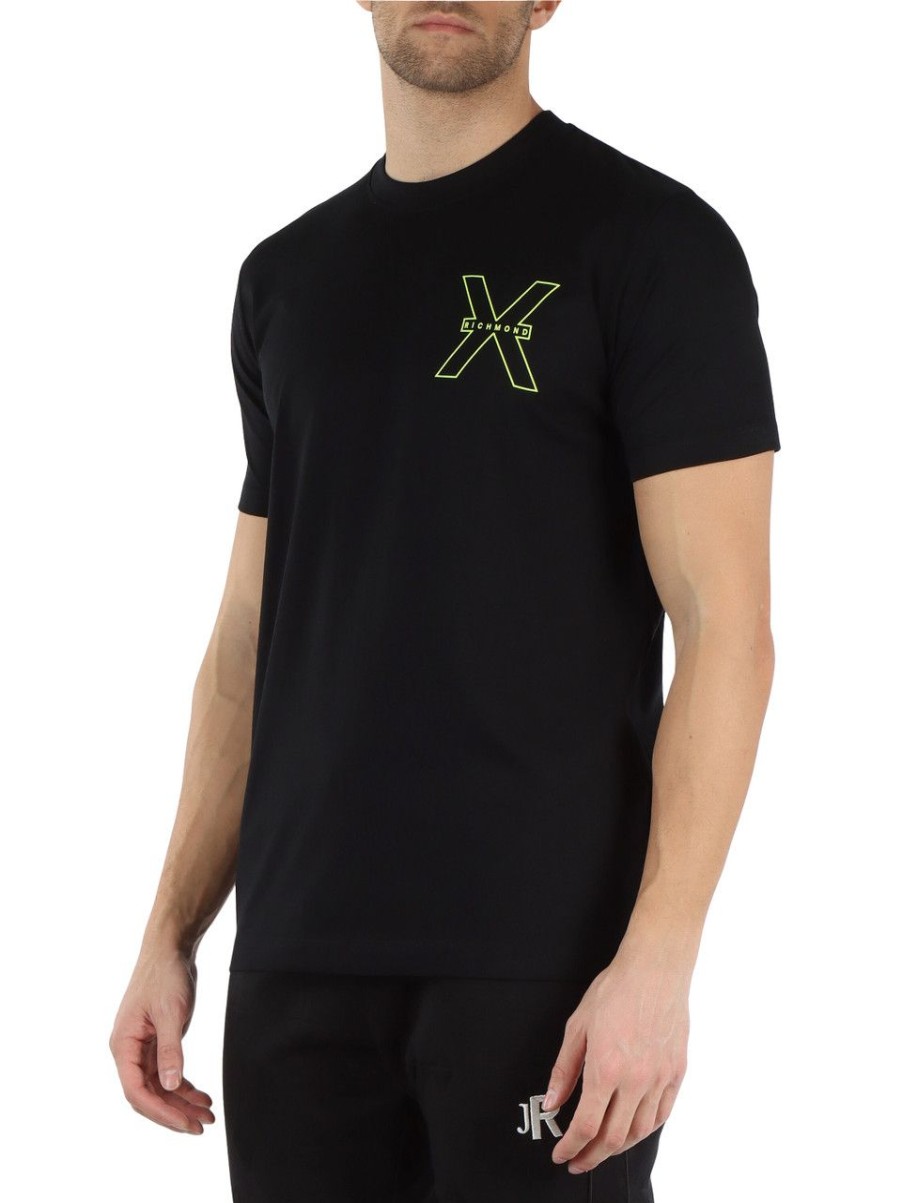 Uomo RICHMOND | Richmond X: T-Shirt In Cotone Pima Con Stampa Logo Nero