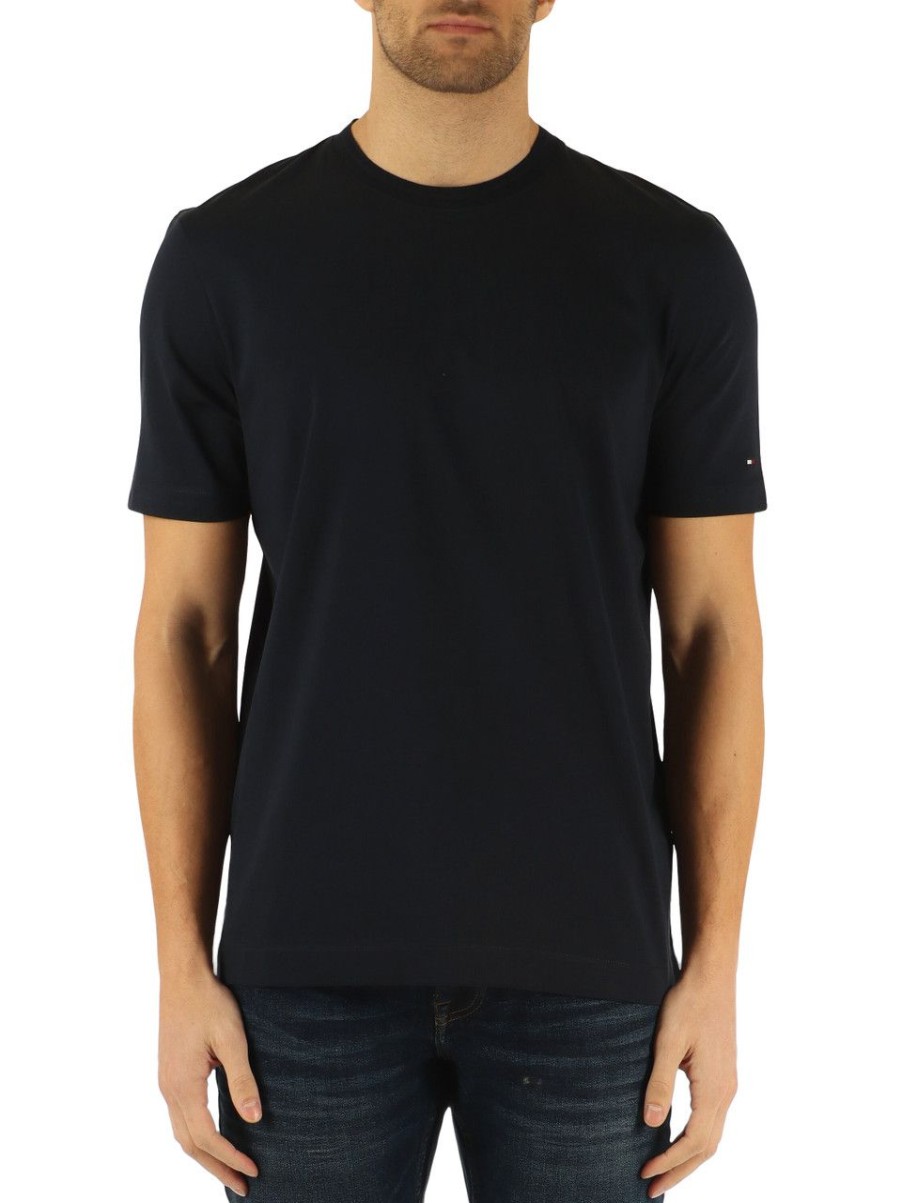 Uomo TOMMY HILFIGER | T-Shirt In Cotone Mercerizzato Blu Scuro