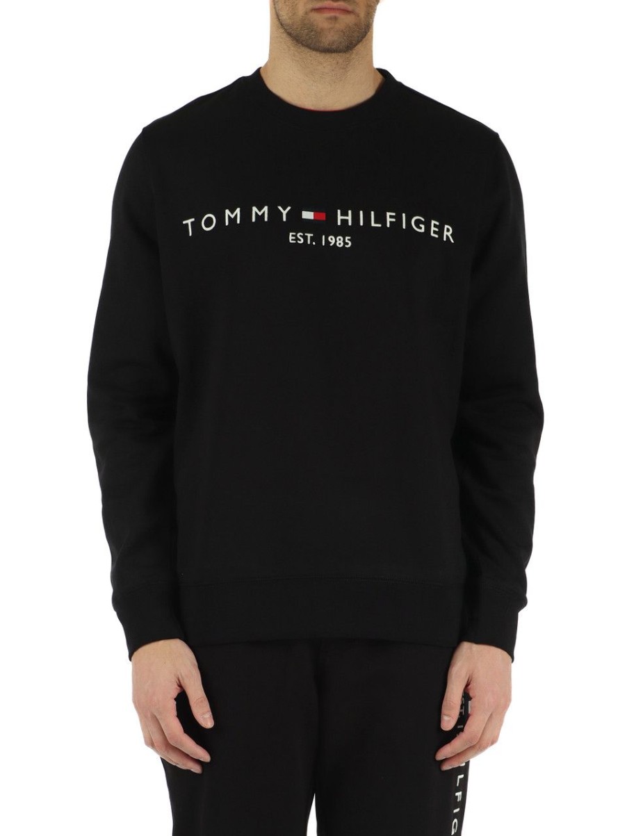 Uomo TOMMY HILFIGER | Felpa Girocollo In Misto Cotone Nero