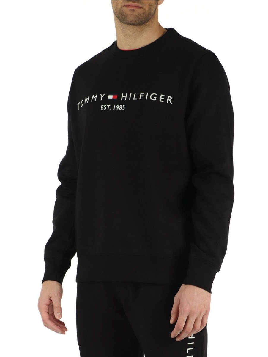 Uomo TOMMY HILFIGER | Felpa Girocollo In Misto Cotone Nero