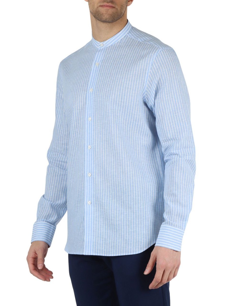 Uomo QB24 | Camicia In Cotone E Viscosa Park Celeste