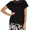 Donna MARCIANO GUESS | T-Shirt In Cotone E Modal Con Logo In Strass Nero