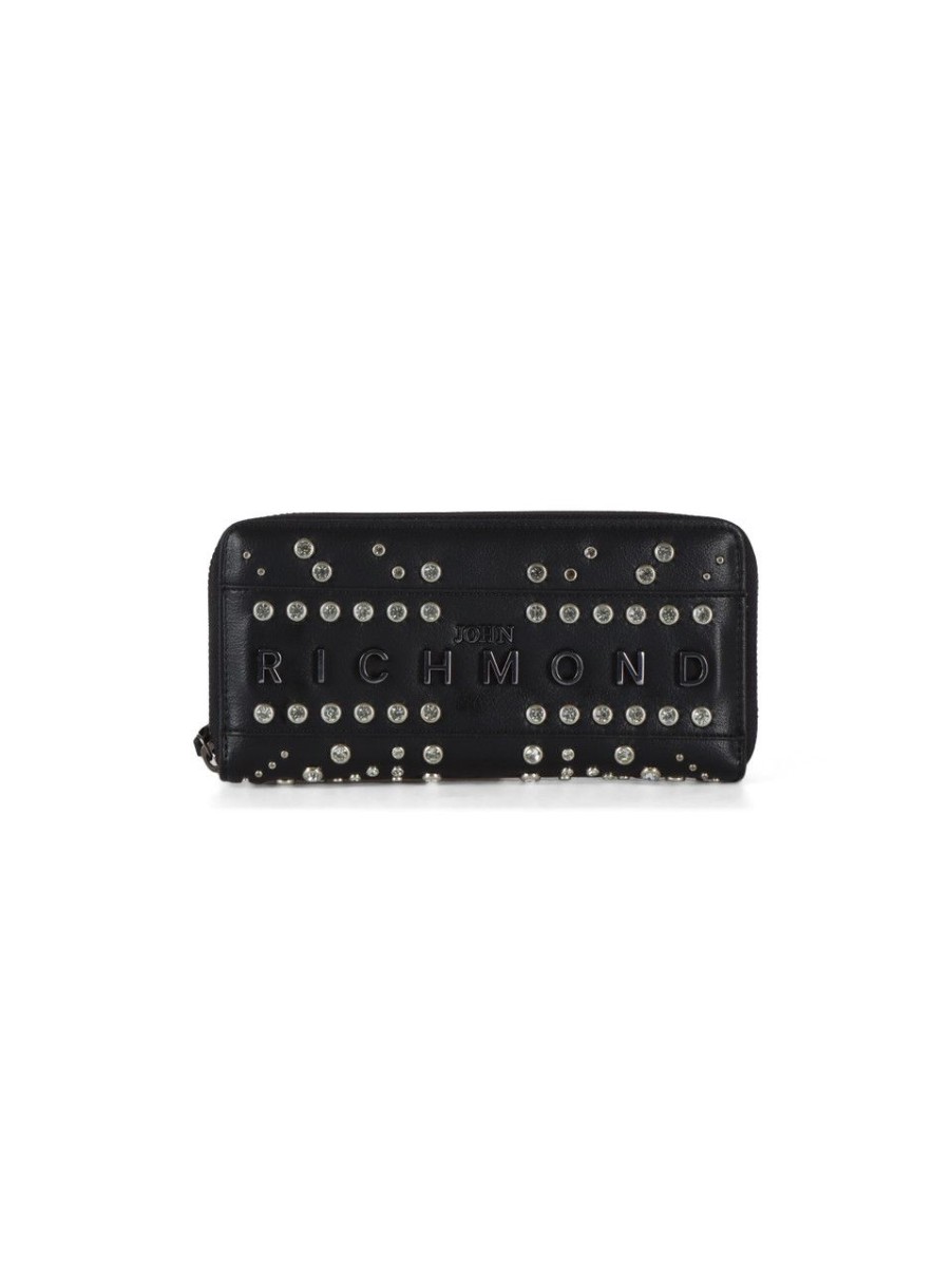 Donna RICHMOND | Portafogli In Ecopelle Con Scritta Logo E Strass Nero