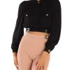 Donna ELISABETTA FRANCHI | Camicia Cropped In Georgette Di Viscosa Nero