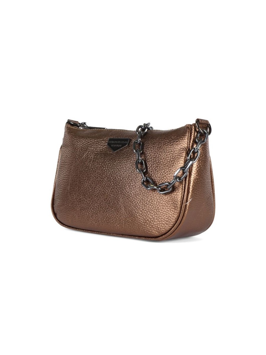 Donna MARC ELLIS | Borsa A Spalla In Pelle Martellata Lolita Do Bronzo