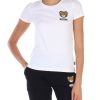 Donna MOSCHINO UNDERWEAR | T-Shirt In Cotone Stretch Con Stampa Logo Bianco