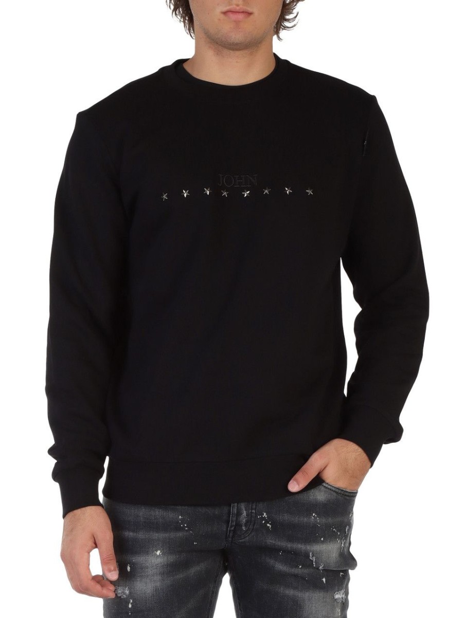 Uomo RICHMOND | Felpa In Cotone Regular Fit Con Ricamo Logo Nero