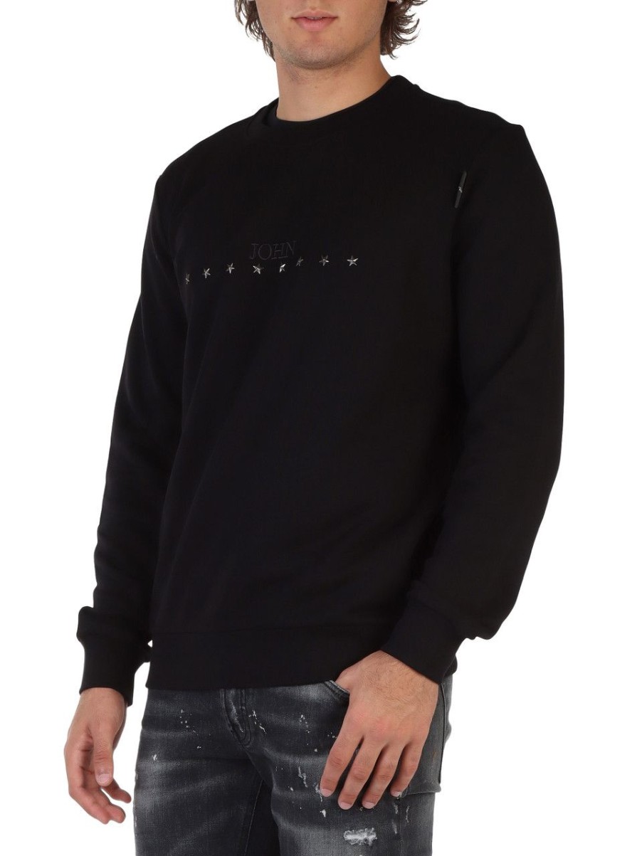 Uomo RICHMOND | Felpa In Cotone Regular Fit Con Ricamo Logo Nero