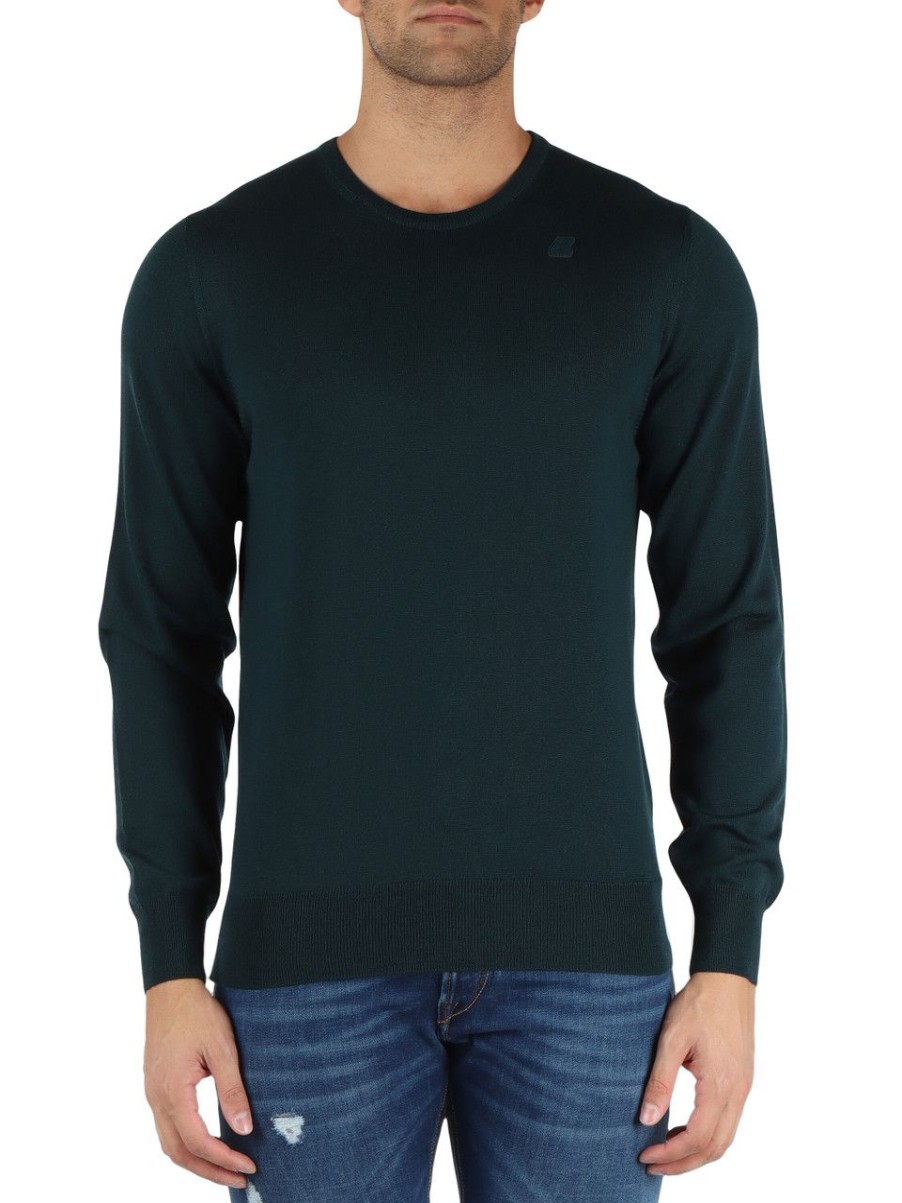 Uomo K-WAY | Maglia Sebastien Harmony 4.0 In Lana Vergien Verde Scuro