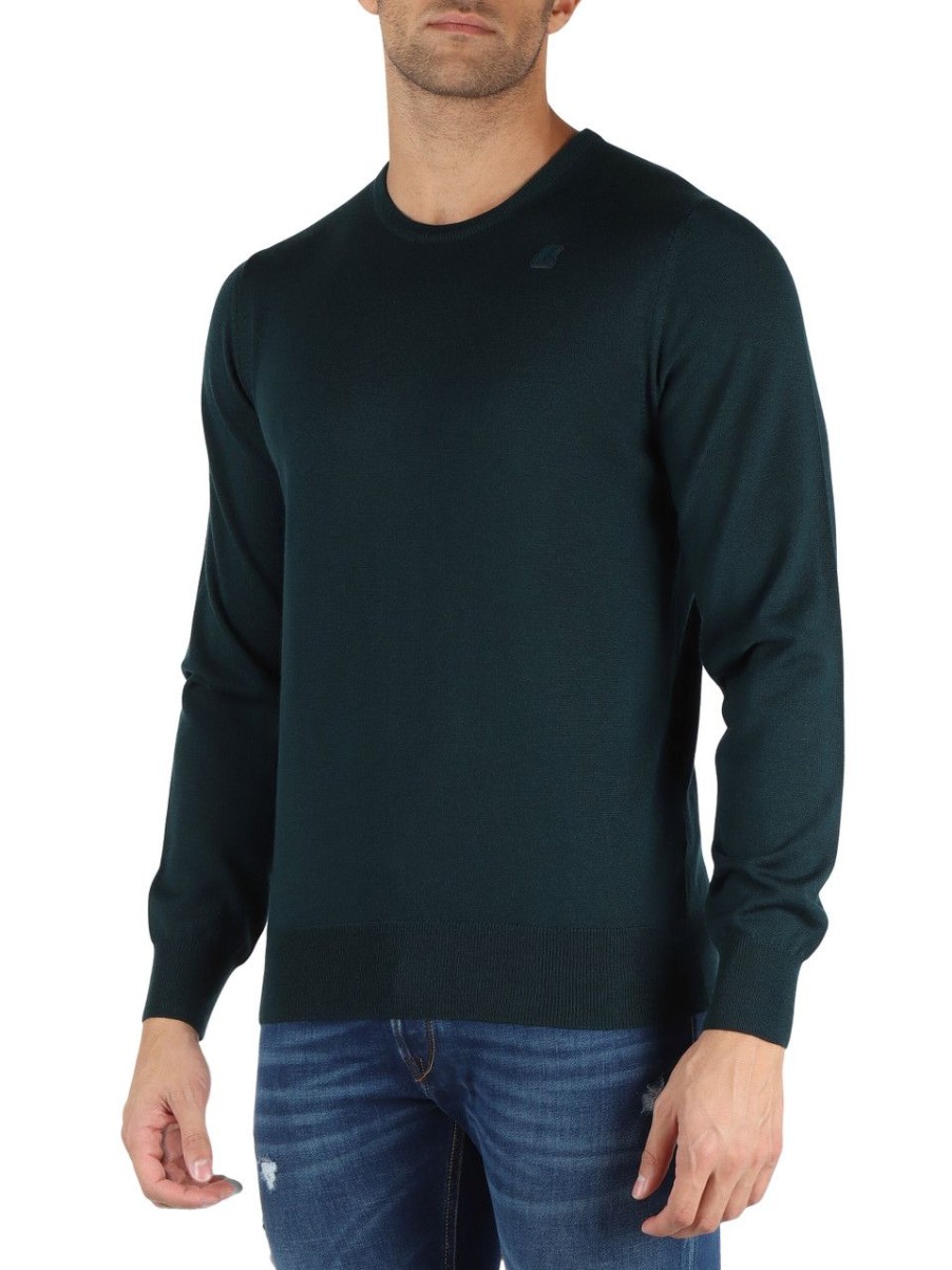 Uomo K-WAY | Maglia Sebastien Harmony 4.0 In Lana Vergien Verde Scuro