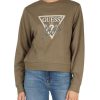 Donna GUESS | Felpa In Misto Cotone Garzato Con Stampa Logo Verde