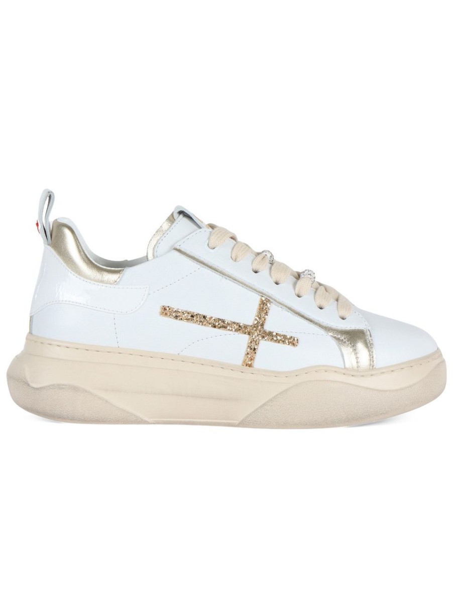 Donna GIO+ | Sneakers In Pelle Giada63V Con Glitter Oro