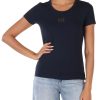 Donna EA7 | T-Shirt In Cotone E Modal Con Stampa Logo Blu Scuro