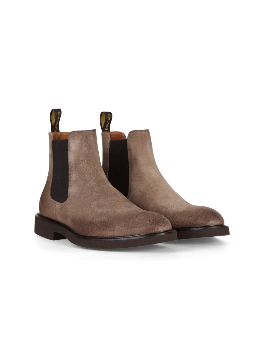 Uomo DOUCAL'S | Stivaletti Chelsea In Suede Tortora