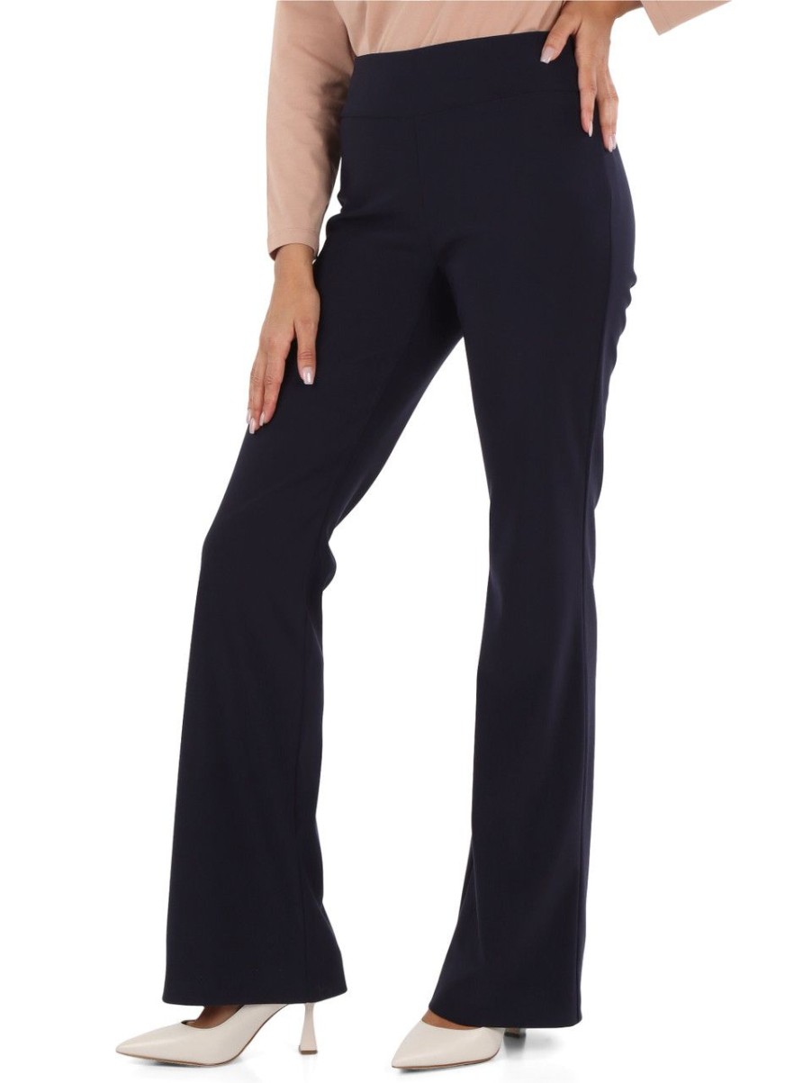 Donna ELENA MIRÒ | Pantalone Svasato In Tessuto Stretch Blu Scuro