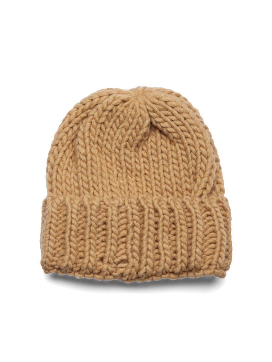 Donna NIÙ | Cappello In Misto Lana Vergine Con Patch Logo Beige