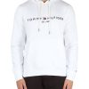 Uomo TOMMY HILFIGER | Felpa In Misto Cotone Con Cappuccio E Ricamo Logo Bianco