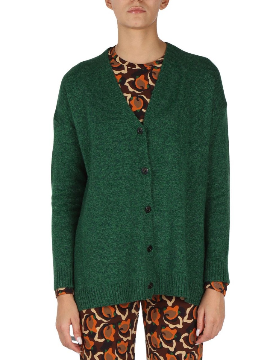 Donna MALìPARMI | Cardigan In Misto Lana E Cashmere New Soft Wool Verde