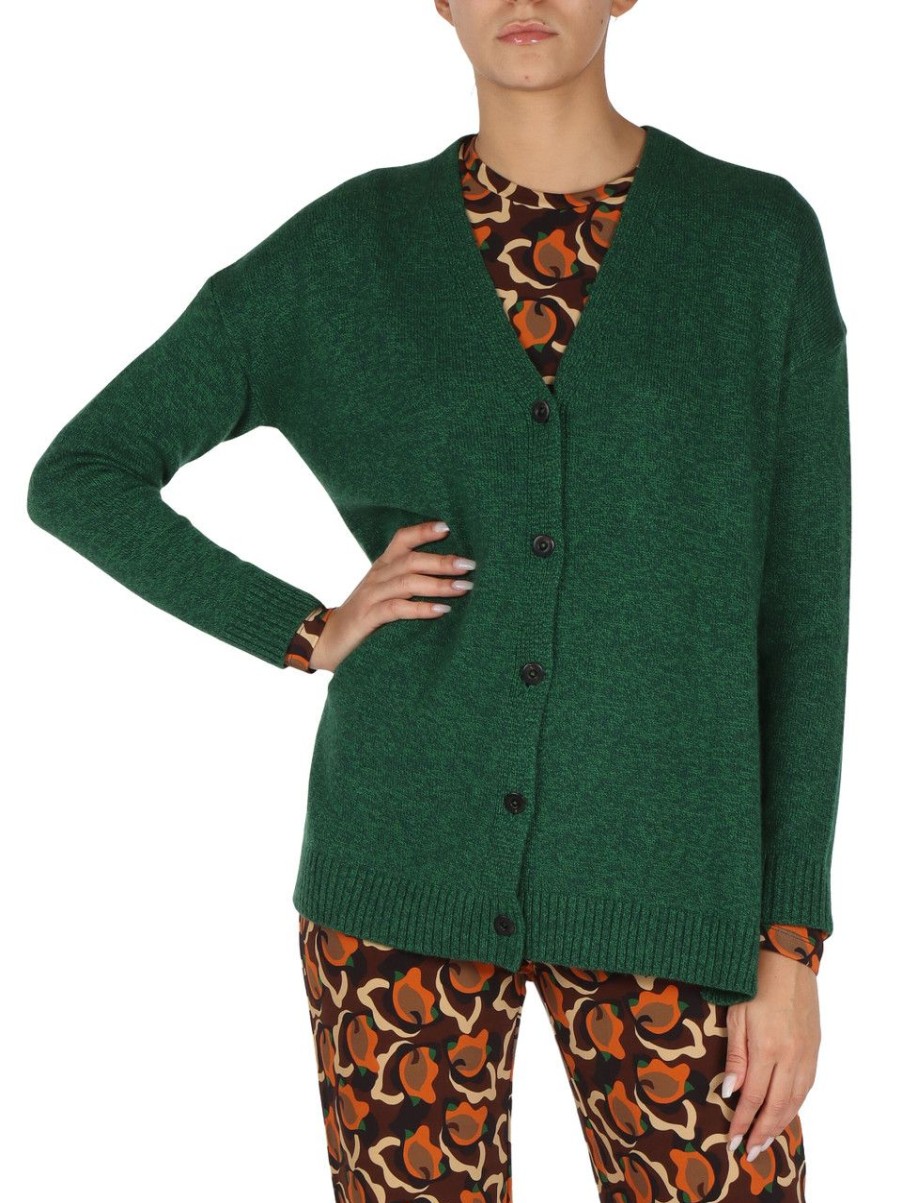 Donna MALìPARMI | Cardigan In Misto Lana E Cashmere New Soft Wool Verde