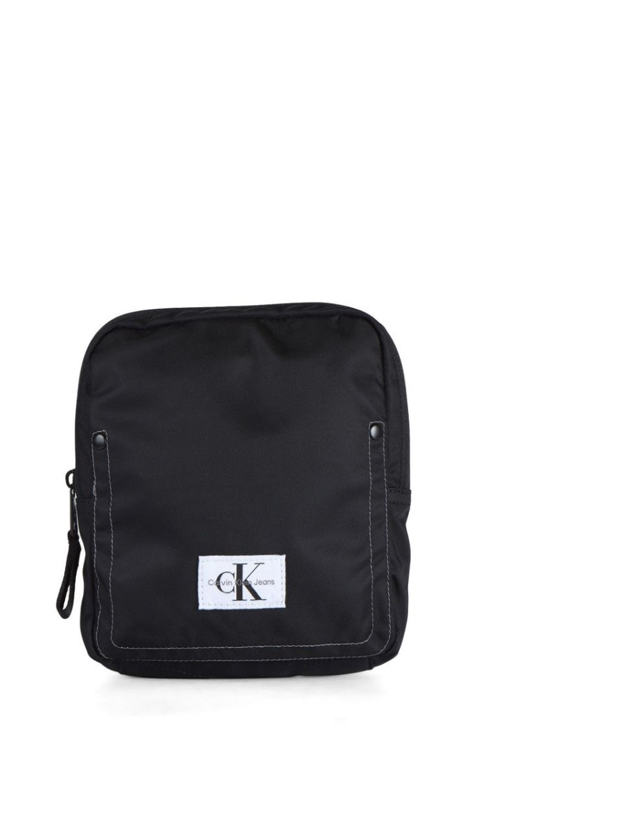 Uomo CALVIN KLEIN JEANS | Borsa A Tracolla In Tessuto Tecnico Con Patch Logo Nero