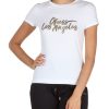 Donna GUESS | T-Shirt In Cotone Stretch Con Scritta Logo Bianco