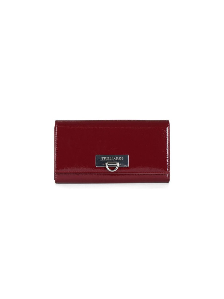 Donna TRUSSARDI | Portafoglio Ivy Continental Con Placca Logo Bordeaux