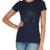 Donna GUESS | T-Shirt In Cotone Stretch Con Logo In Strass Blu