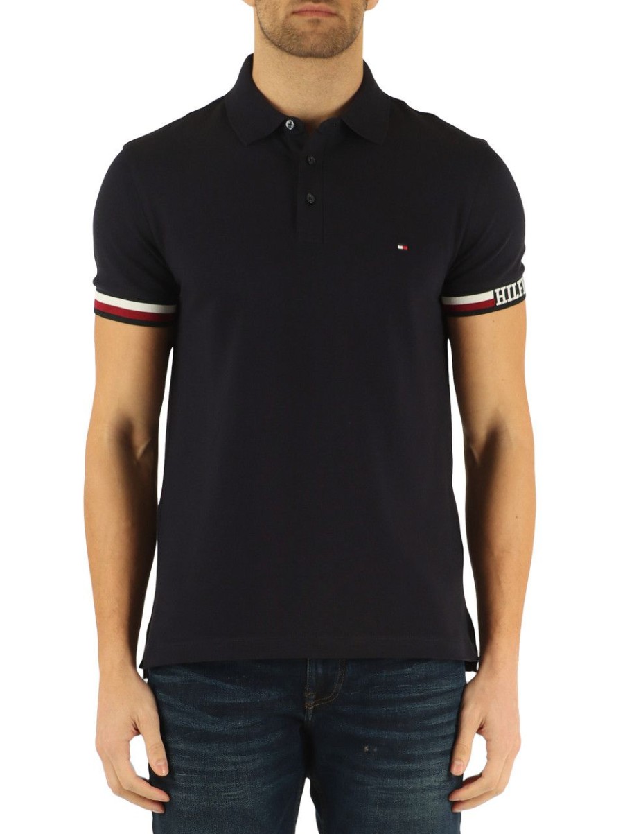 Uomo TOMMY HILFIGER | Polo Slim Fit In Misto Cotone E Viscosa Con Ricamo Logo Blu Scuro