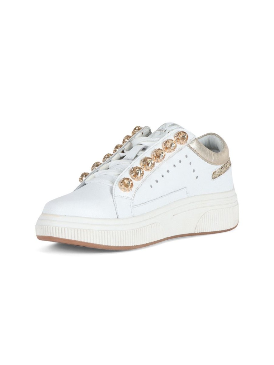 Donna EMANUELLE VEE | Sneakers In Pelle July Strass Bianco