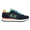 Uomo SUN68 | Sneakers In Pelle E Tessuto Tom For Peace Blu Scuro