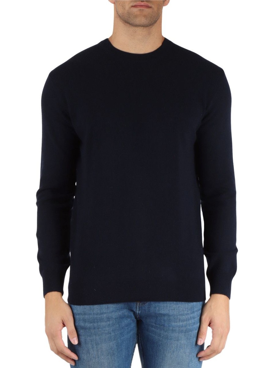 Uomo REFABRICS | Maglia Girocollo In Cashmere Blu Scuro