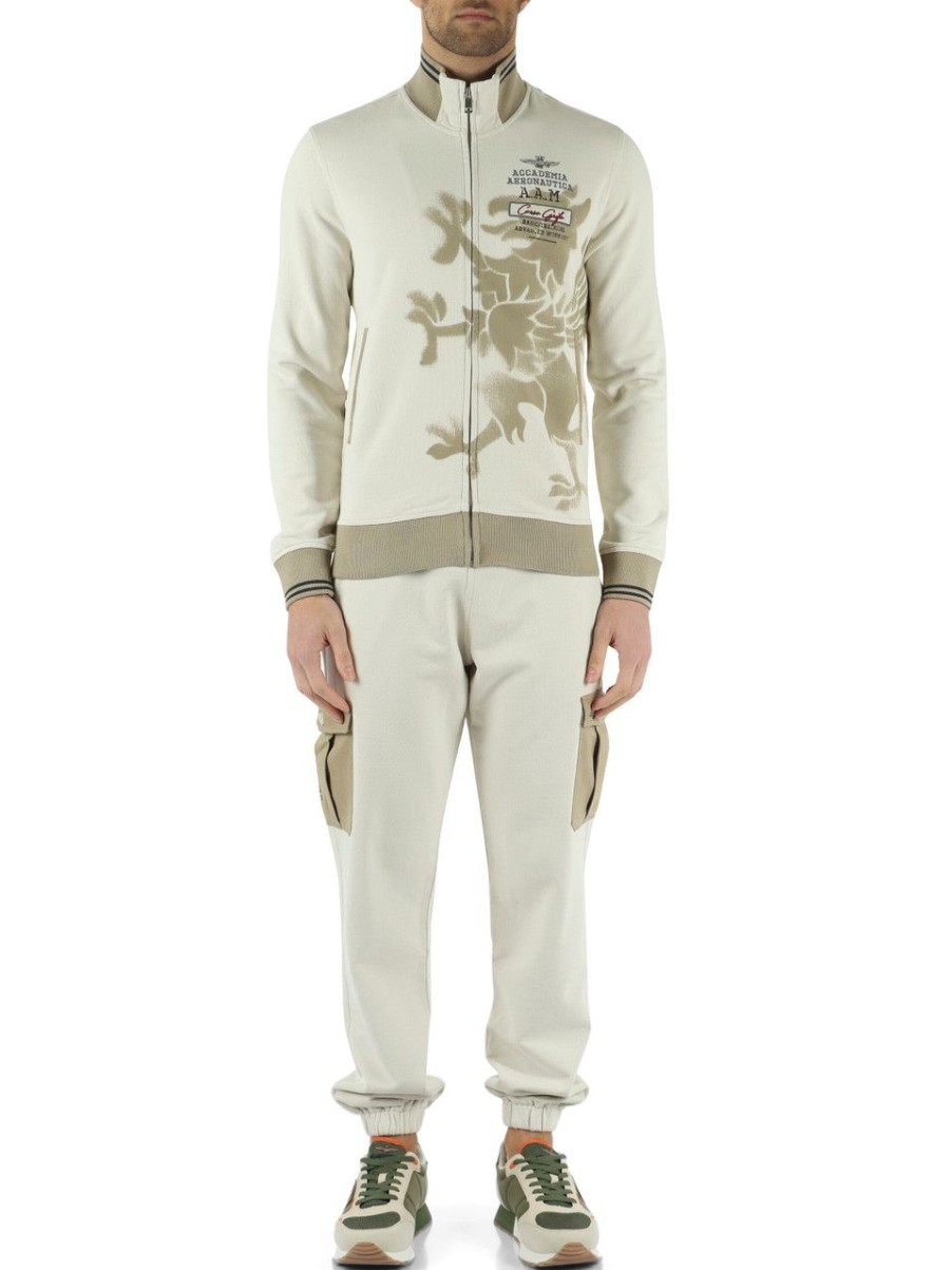 Uomo AERONAUTICA MILITARE | Tuta Composta Da Felpa Con Zip E Pantaloni Beige