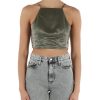 Donna CALVIN KLEIN JEANS | Top In Tessuto Lucido Con Ricamo Logo Verde Militare