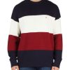 Uomo TOMMY HILFIGER | Maglia Girocollo Color Block In Cotone Blu Scuro