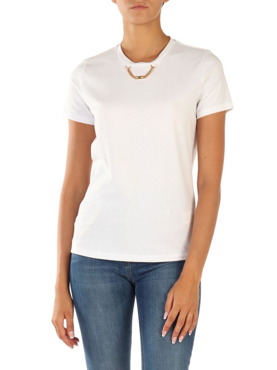 Donna ELISABETTA FRANCHI | T-Shirt In Cotone Con Catena Logo Decorativa Bianco