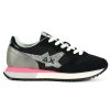 Donna SUN68 | Sneakers In Pelle E Tessuto Stargirl Glitter Logo Nero