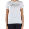 Donna ARMANI EXCHANGE | T-Shirt In Cotone Con Scritta Logo Frontale Bianco