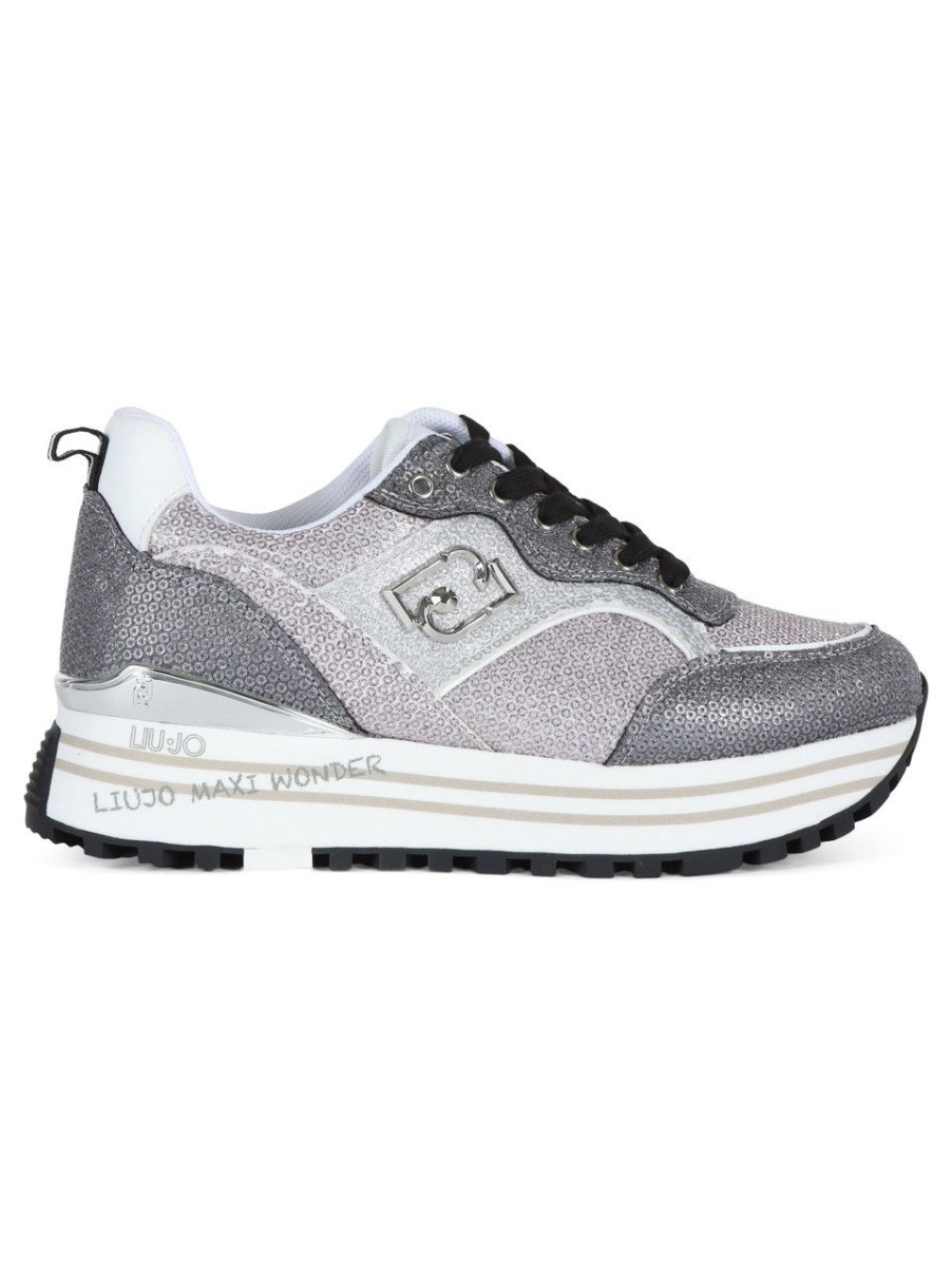 Donna LIU JO | Sneakers Maxi Wonder 73 Con Paillettes Grigio